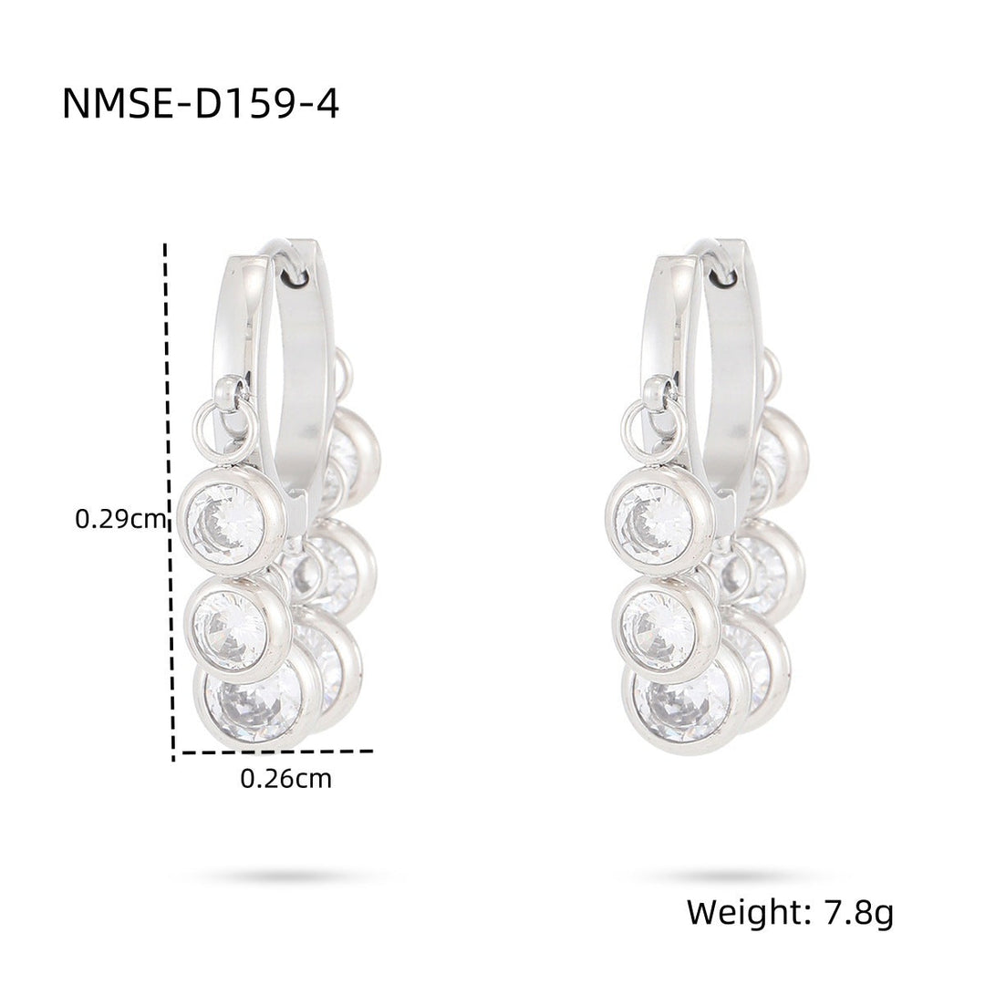18K Vacuum Gold Plated round Diamond Stainless Steel Earrings for Women Affordable Luxury Colorful Crystals Titanium Steel Earrings Women