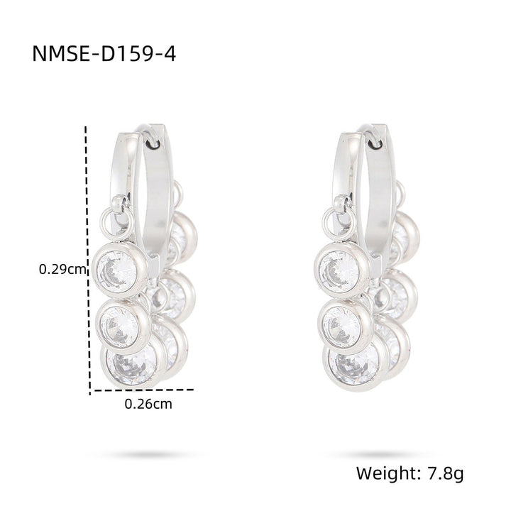 18K Vacuum Gold Plated round Diamond Stainless Steel Earrings for Women Affordable Luxury Colorful Crystals Titanium Steel Earrings Women