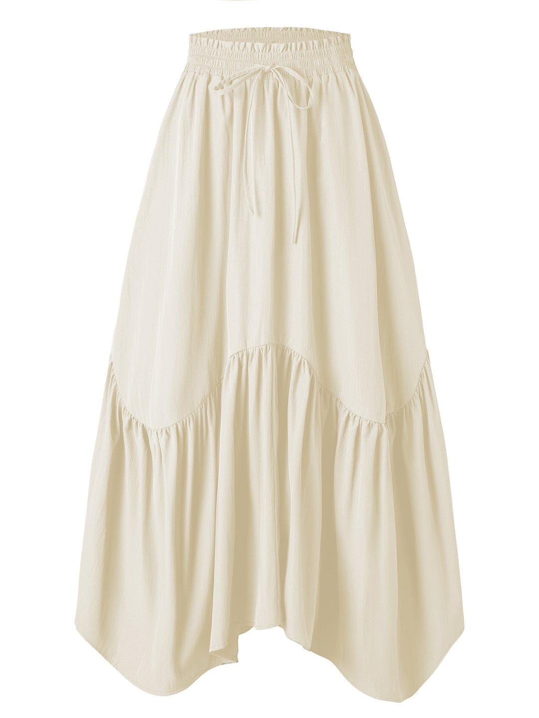 Women Wave Lace up Adjustable Skirt High Waist Elastic Large Swing Skirt Retro Long Skirt