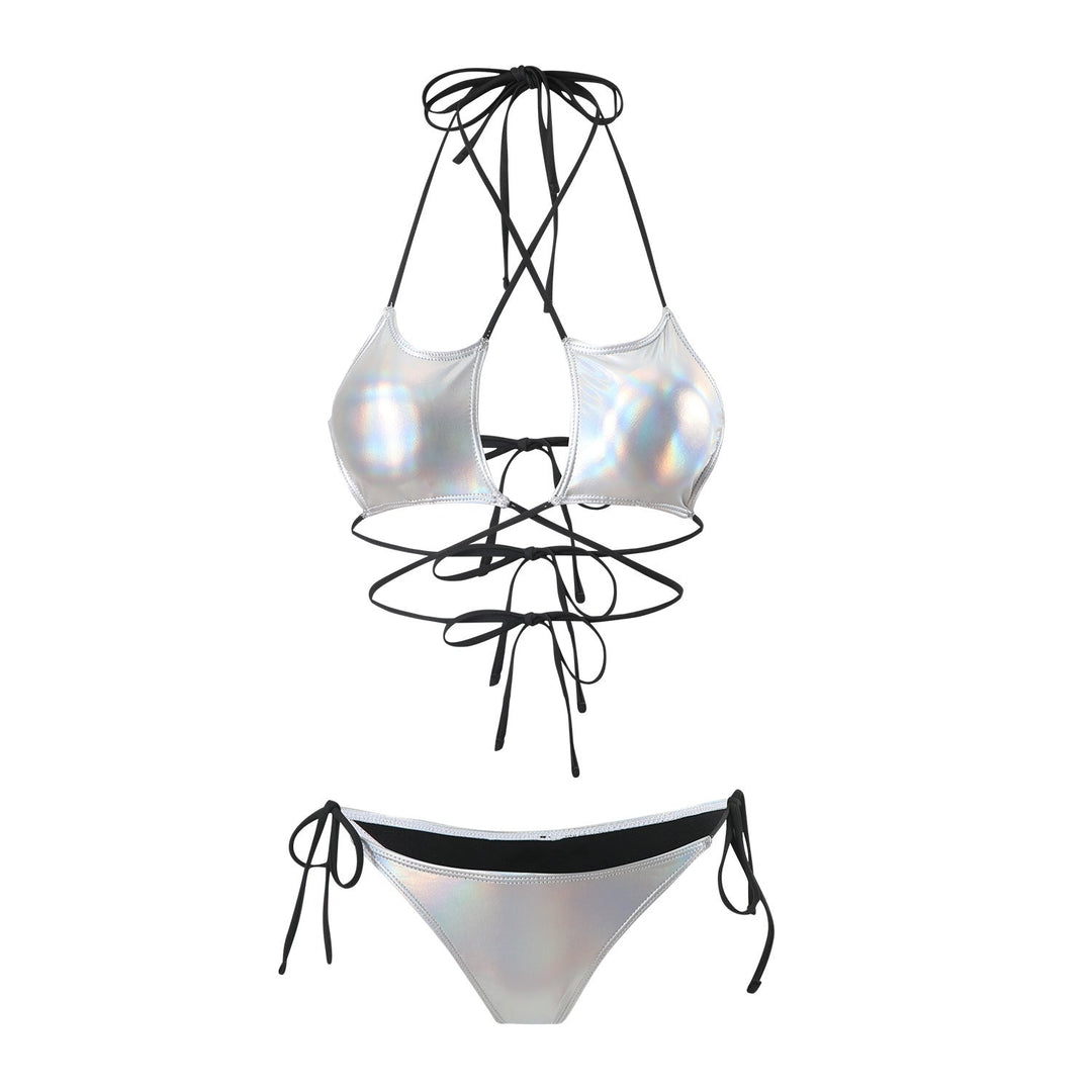 Sexy Bronzing Five Star Drawstring Strap Split Swimwear Swimsuit Bikini Bikini