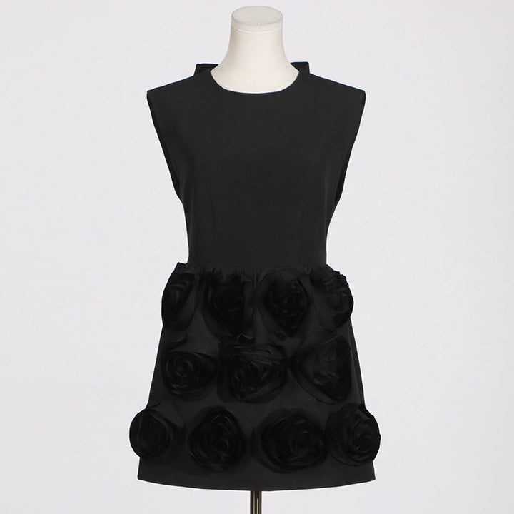 French Elegant Summer High Sense Stitching Floral Backless Design Short Dress Women Summer