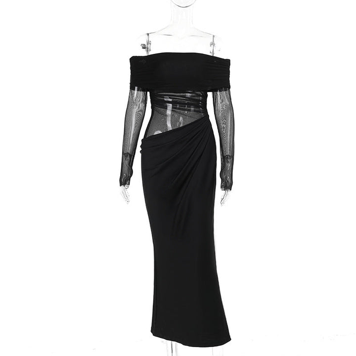 Summer Maxi Dress Sexy Off The Shoulder Mesh Hollow Out Cutout Dress Women