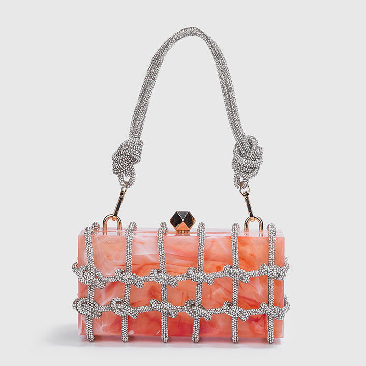 Spring Summer Alec Transparent Storage Box Handcraft Braiding Rope Small Square Bag Underarm Handbags