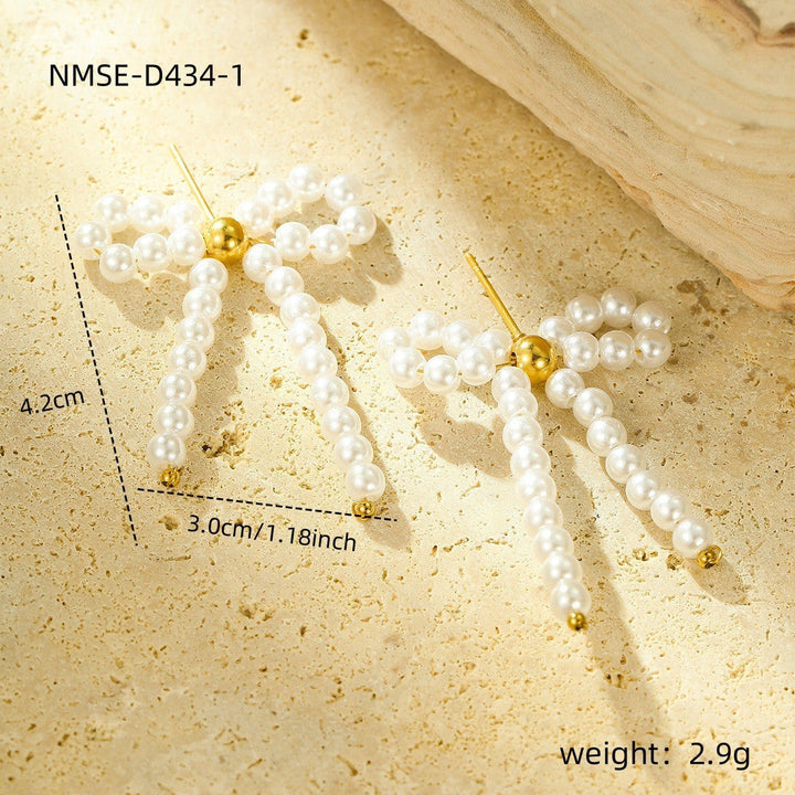 Arrival Pearl Bow Titanium Steel Earrings Arrival Simple High-Grade Love Heart Stud Earrings Earrings