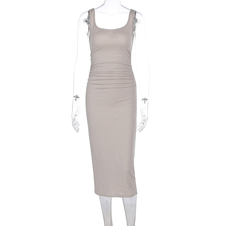 Women Clothing Summer Sexy Slim Strap Backless Sheath Dress
