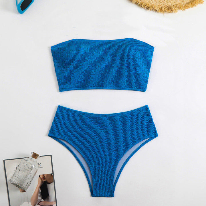 Swimsuit Women Split Solid Color Special Fabric Sexy Tube Top Bikini Swimsuit