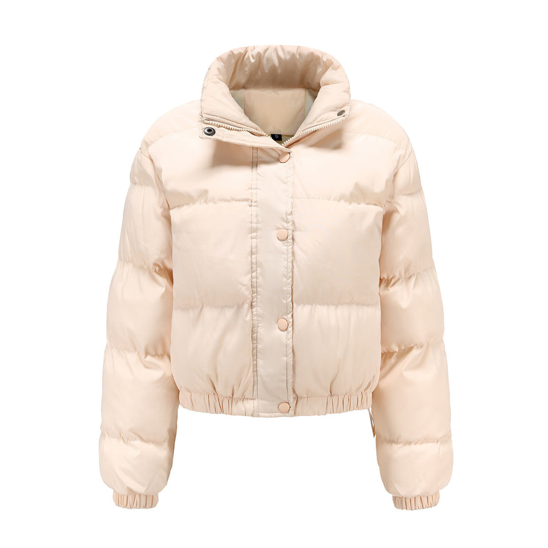 Autumn Winter Women Clothing Short Cotton Jacket Women Long Sleeve High Collar Warm Coat Loose Casual Cotton-Padded Clothes