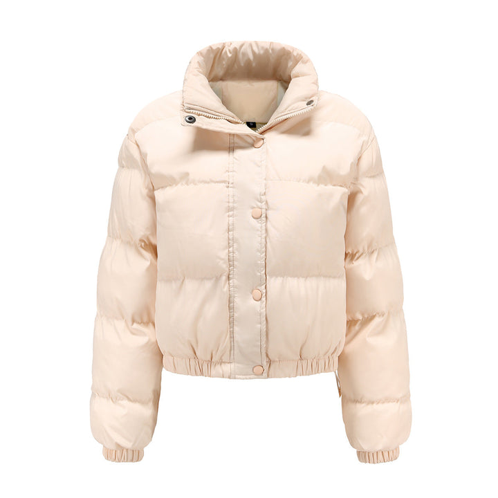 Autumn Winter Women Clothing Short Cotton Jacket Women Long Sleeve High Collar Warm Coat Loose Casual Cotton-Padded Clothes