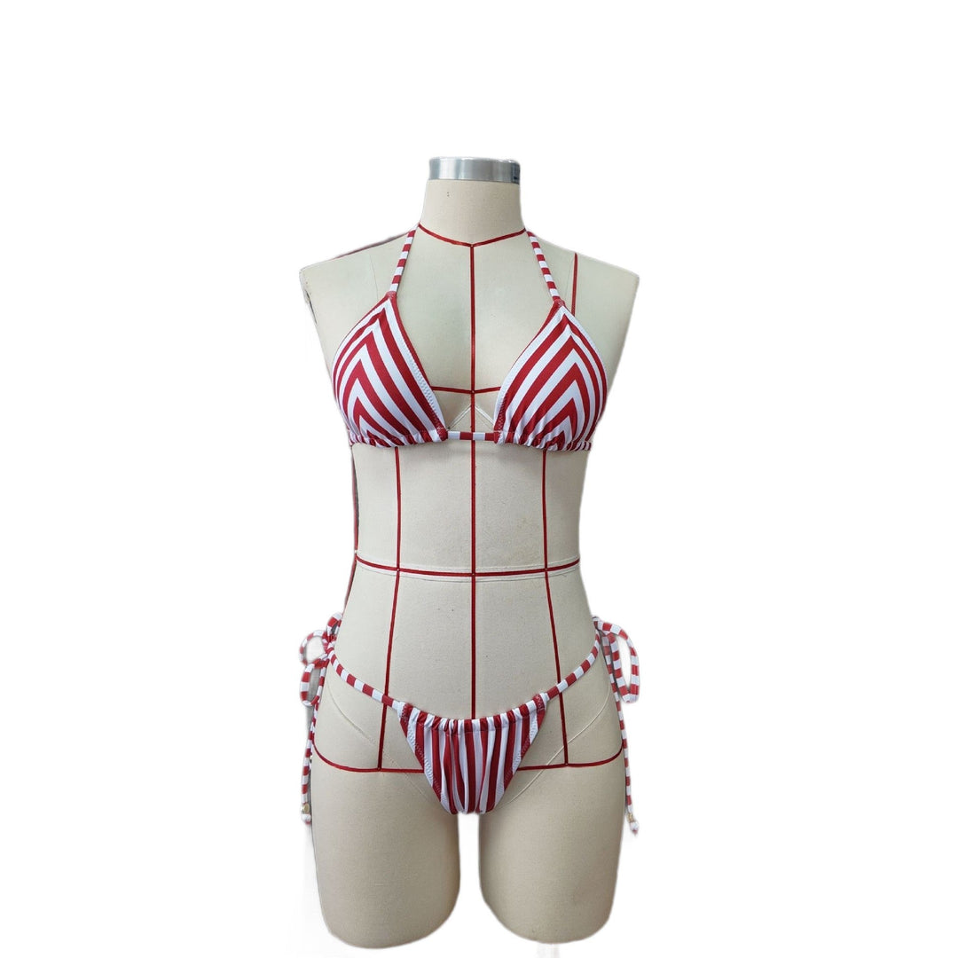 Striped Printed Split Bikini Women Sexy Three Point Bikini Skirt Set