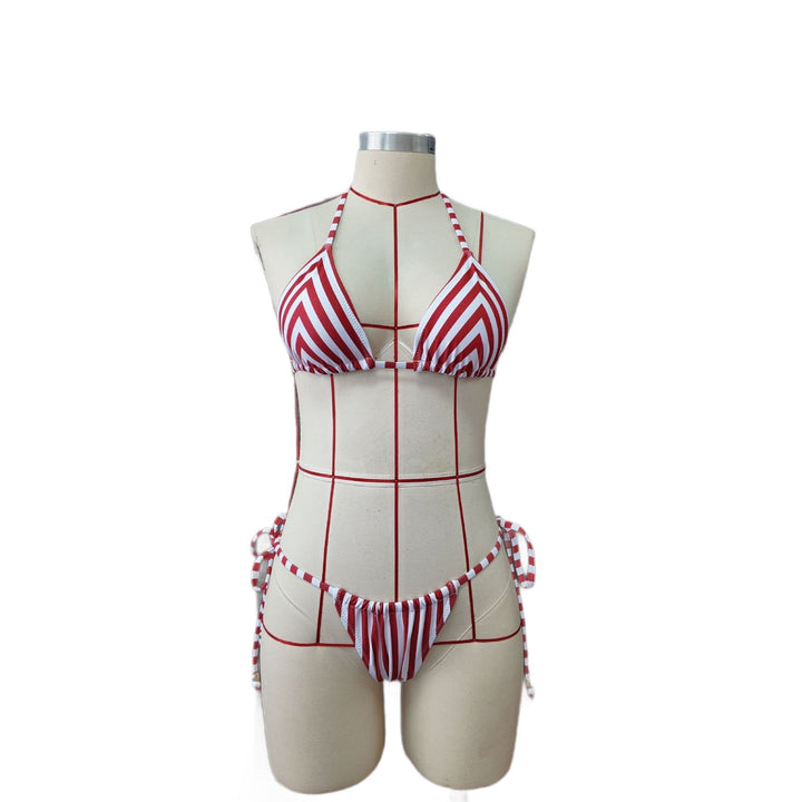 Striped Printed Split Bikini Women Sexy Three Point Bikini Skirt Set