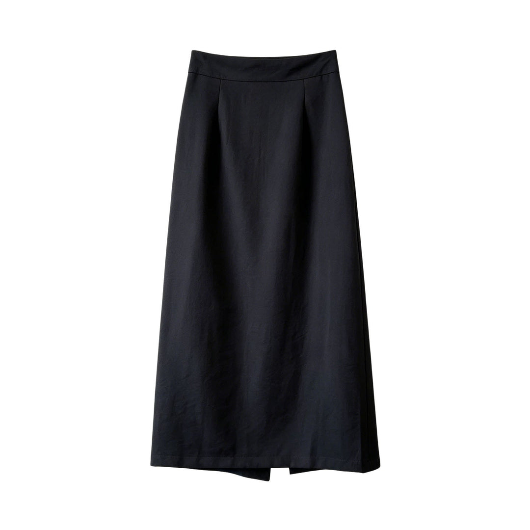 Simple Graceful Skirt Women Summer Slimming High Waist A line Split Sheath Mid Length Skirt