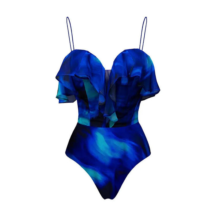 Swimsuit Ruffled One Piece Swimsuit Beach Vacation Women Average Size Order