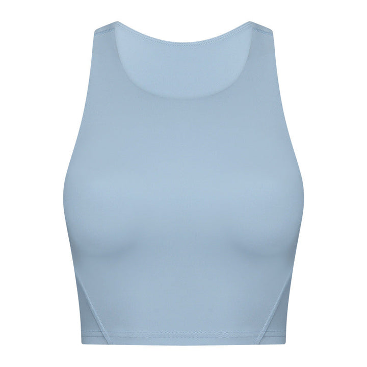 Spring Summer Pull High round Tie Chest Pad Yoga Vest Nude Feel Tight High Elastic Sports Fitness Top Women