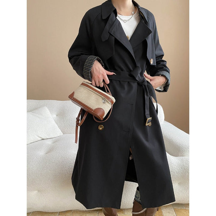 Early Autumn High-Grade British Classic Double Breasted Lace up Long Trench Coat