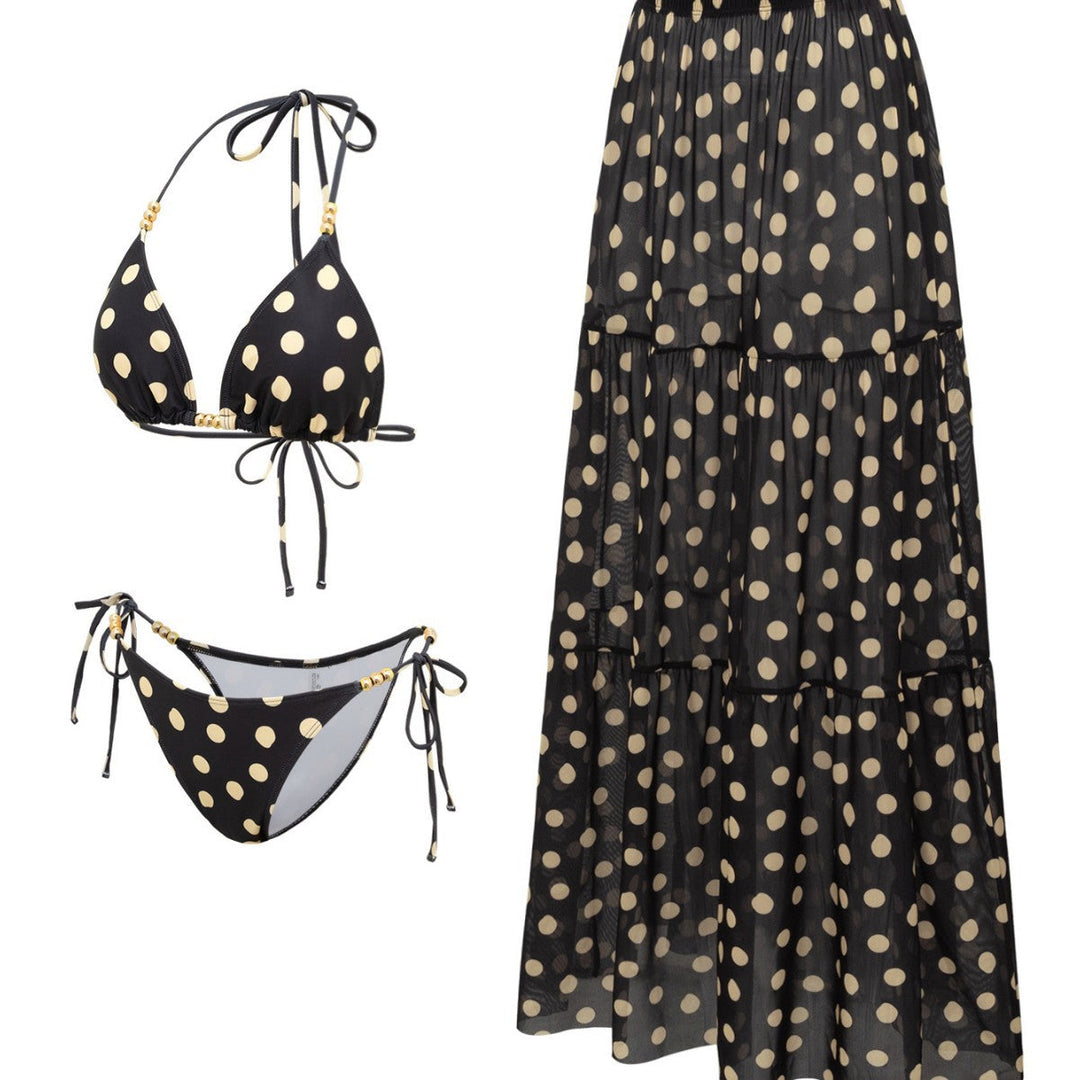 Black White Dot Sexy Swimsuit Slimming Suit Women Dress Beach Swimsuit Three Piece Set