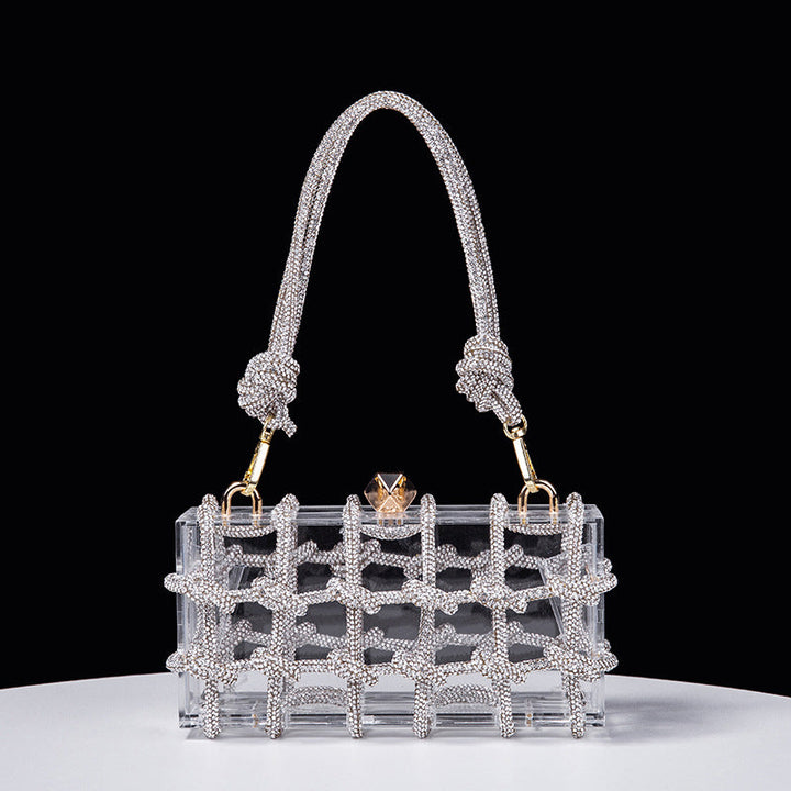Spring Summer Alec Transparent Storage Box Handcraft Braiding Rope Small Square Bag Underarm Handbags