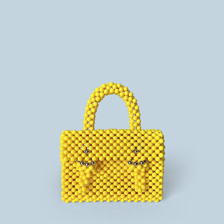 Handmade Beaded Briefcase Women Gorgeous Square Bag Casual Shoulder Crossbody Portable Finished Bag