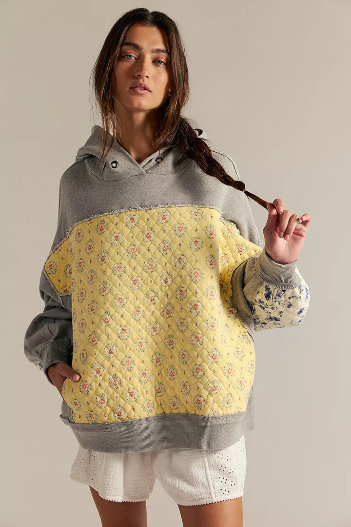 Autumn Winter Women Clothing Hooded Embroidery Stitching Sweater Pullover Casual Top Women