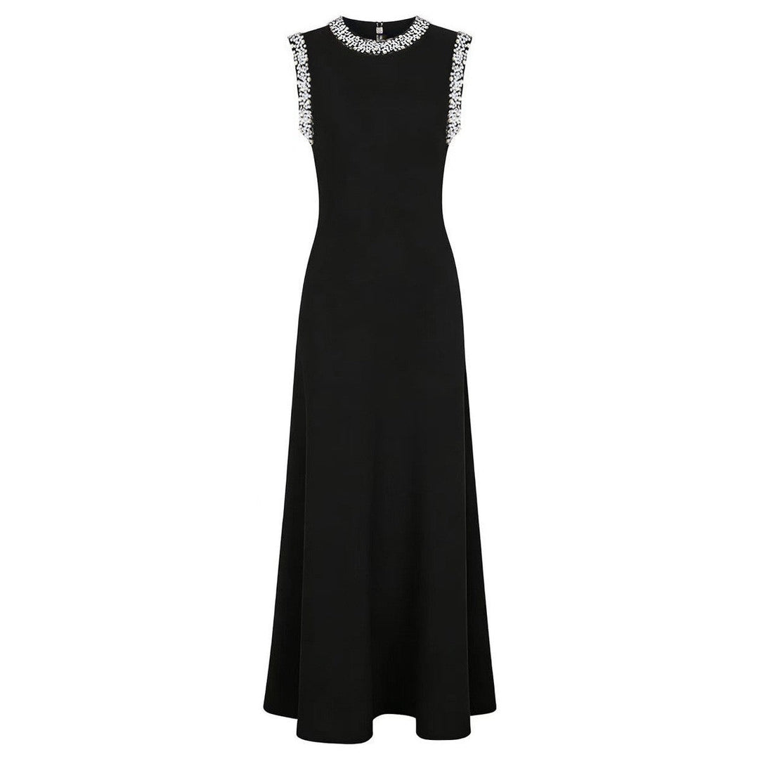 Summer Ladies Internet Popular Slim-Fitting Slimming Rhinestone Sleeveless Maxi Dress Women