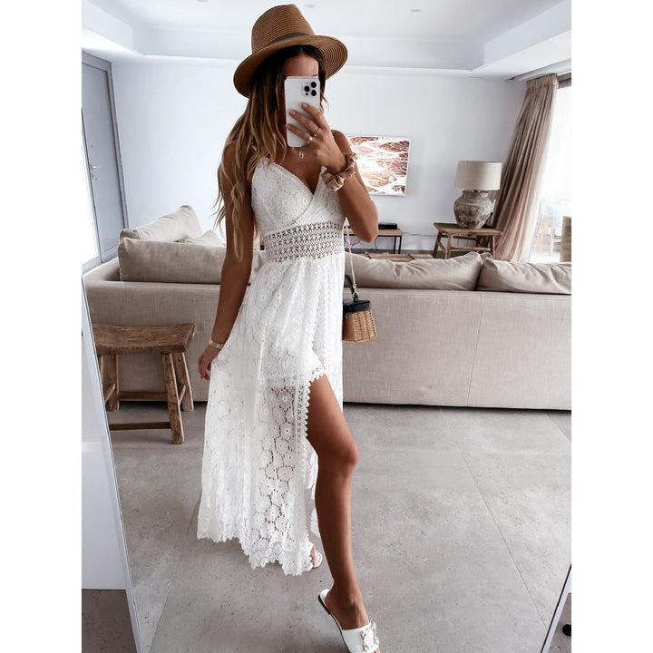 Sexy Strap Stitching Casual Jumpsuit Home Vacation Hollow Out Cutout Jumpsuit