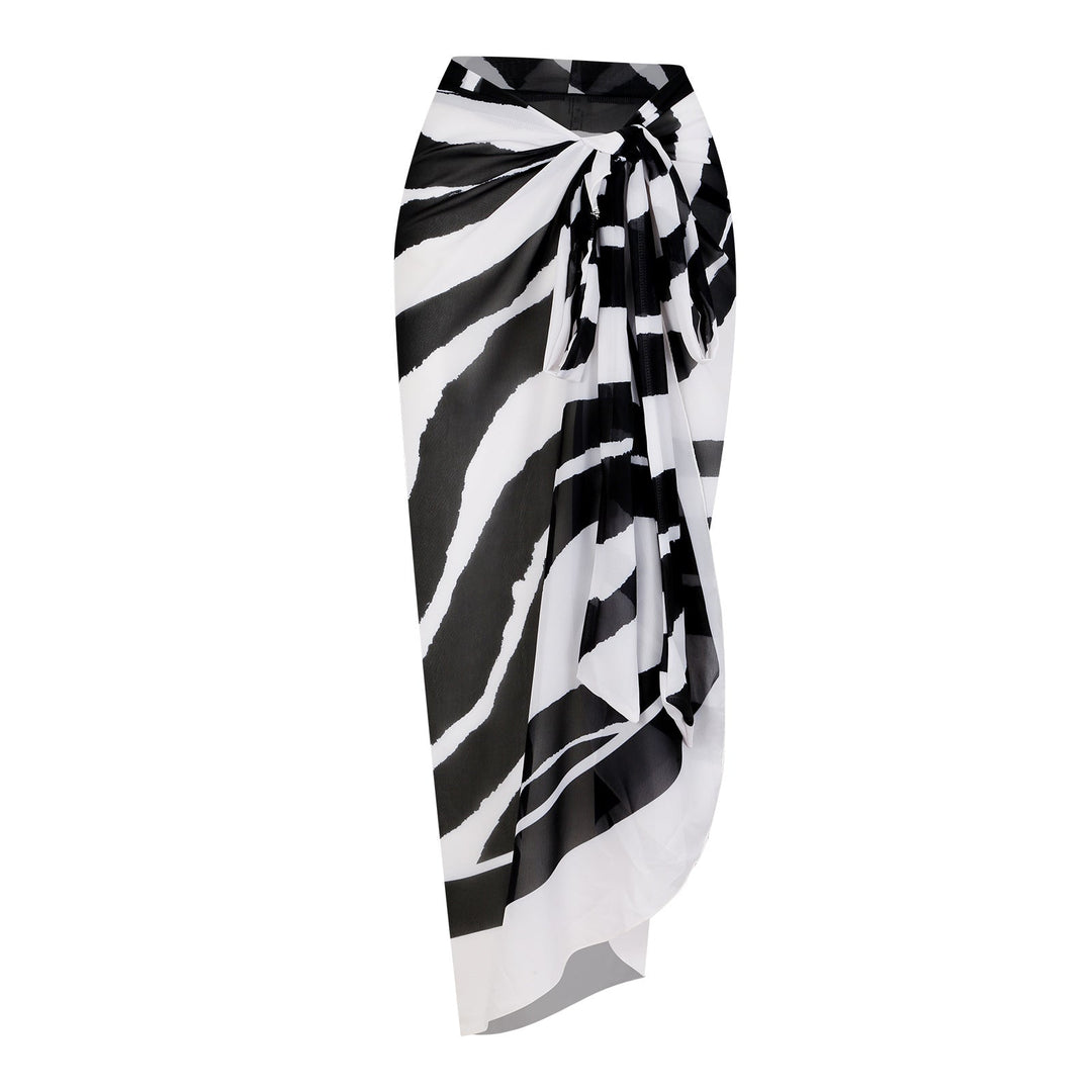 One Piece Swimsuit Women Black White Sexy Two Piece Sets Swimsuit Chiffon Dress