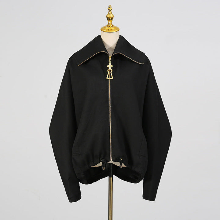 Fall Casual Coat Collared Batwing Sleeve Korean Short Baggy Coat Women