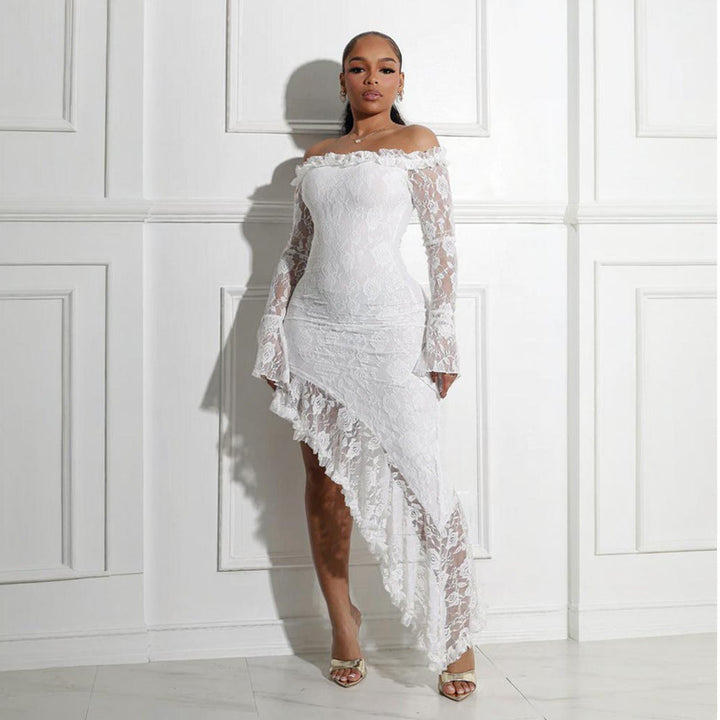 Tube Top Similar to Irregular Asymmetric Dress Solid Color Maxi Dress Women