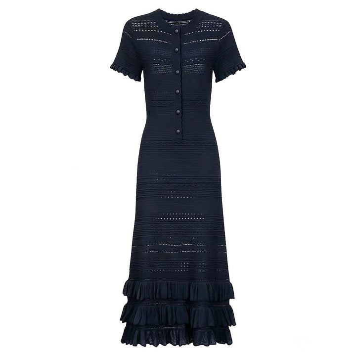 Summer Ladies Slim Fitting Slimming Fashionable Short Sleeve Stringy Selvedge Dress