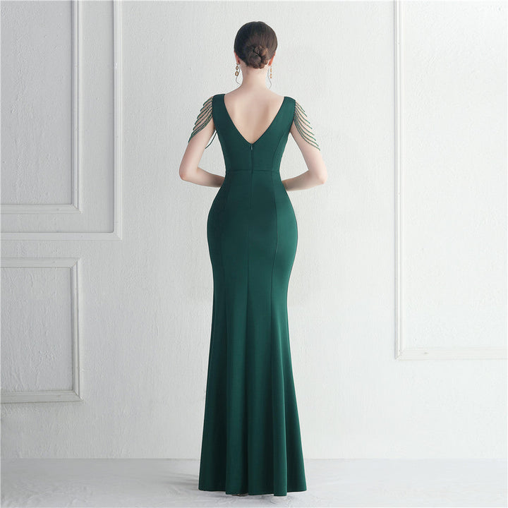 Dress Rhinestone Beaded Star Host Dinner Wedding Long Evening Dress