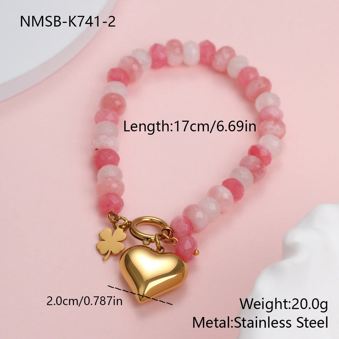 Simple All Match Office Elegant Jewelry Stainless Steel 18K Gold Plating Natural Stone Necklace Bracelet