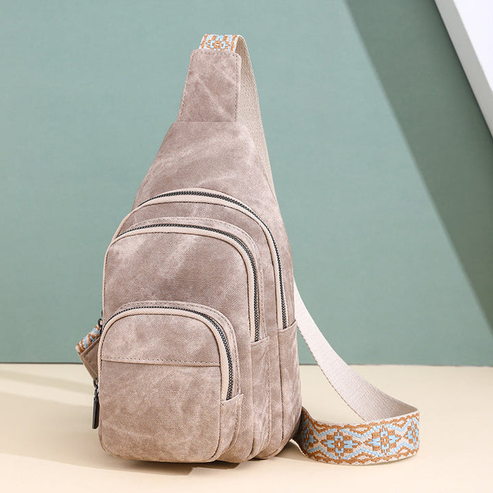 Chest Bag Wind Office Portable Retro Brown Crossbody Bag Simple Small Backpack Women Chest Bag