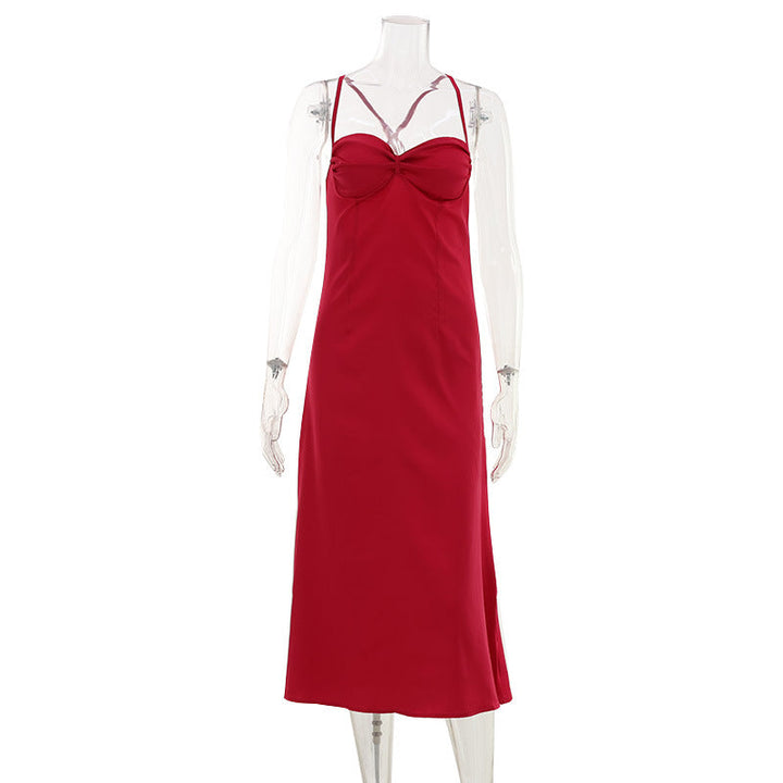 Arrival Solid Color Tube Top High Waist Backless Suspender Sheath Dress