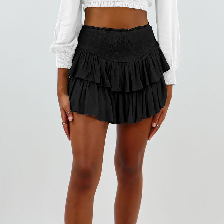 Fashionable Plain Women Clothing Summer Fashionable Pleated Skirt Sexy Sexy Lotus Leaf Skirt