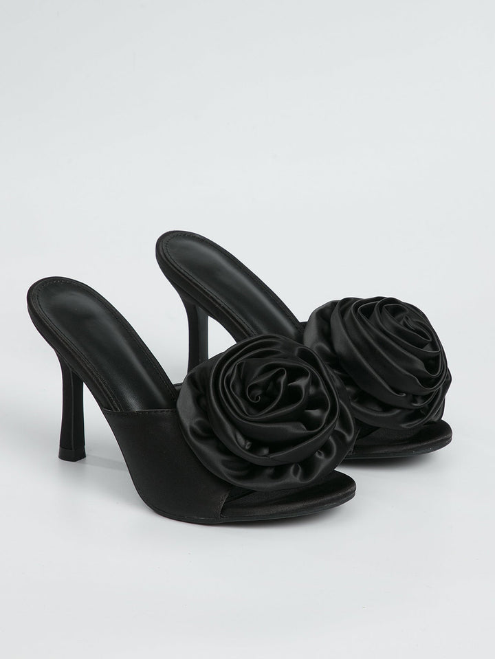 Low Cut Shoes Open Toe Large Floral Stiletto Heel Women Sandals