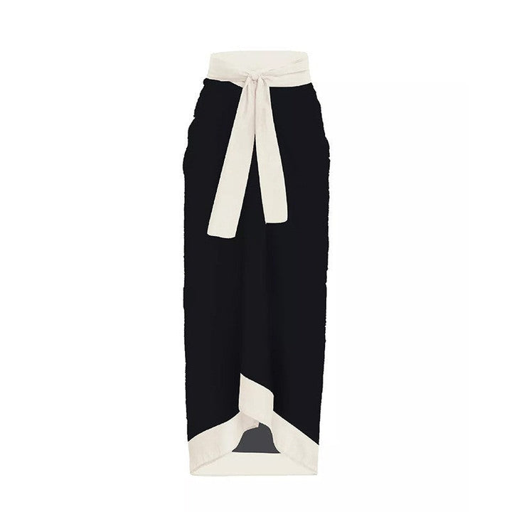 Siamese Conservative Covering Belly Thin Backless Sexy Skirt Swimsuit Women Chiffon Beach