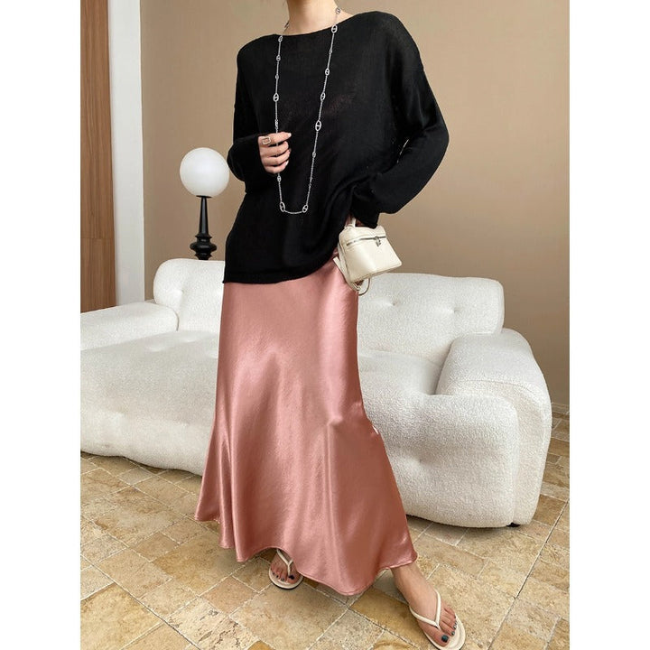 Light Oxygen Breathing Feeling Tencel Linen Lazy Curling with round Neck Loose Sun Protection Knitted Blouse