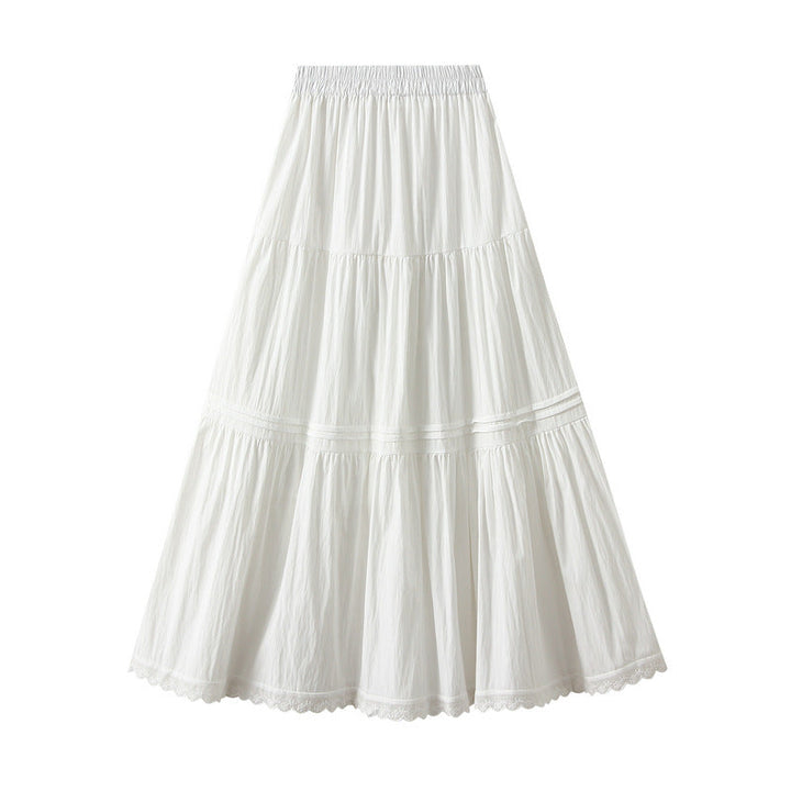 Skirt Women Mid Length Skirt Spring Patchwork Lace Sweet Maxi Dress