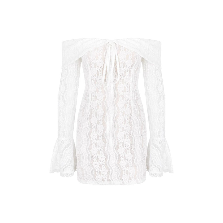 Autumn Elegant Women Lace Long Sleeve off Shoulder Dress Skinny Sheath Autumn Women High Grade