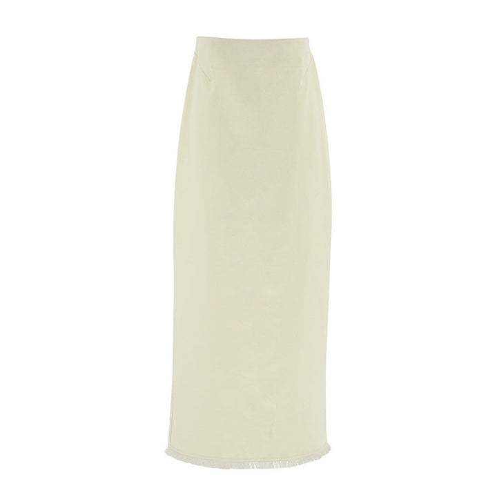 Autumn Winter High Waist Slit Slim Fitting Sheath Skirt Long Skirt for Women