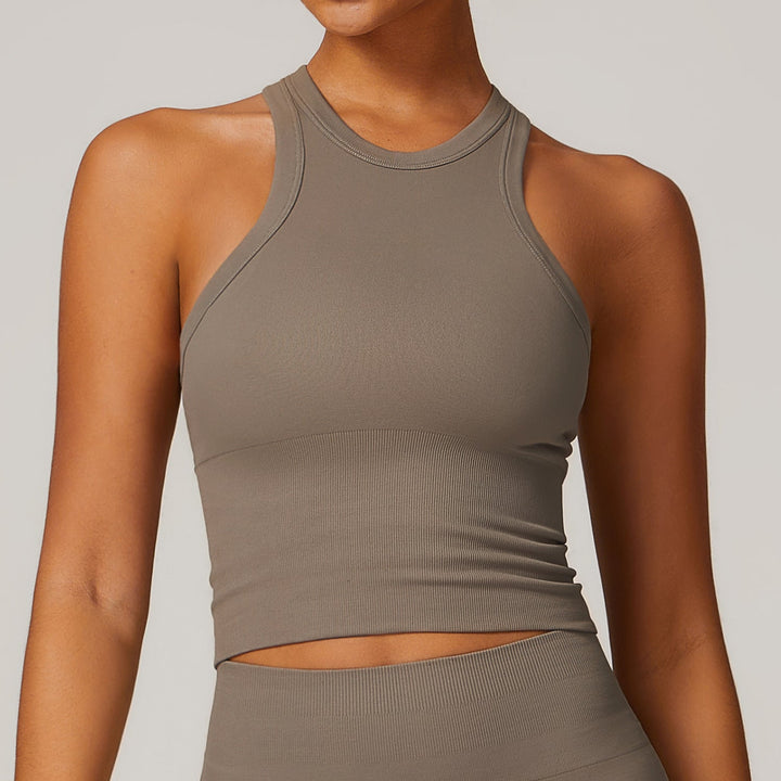 Sollinarry Seamless Tight I Shaped Beauty Back Yoga Vest One Piece Belly Covering Sports Top Yoga Clothes for Women