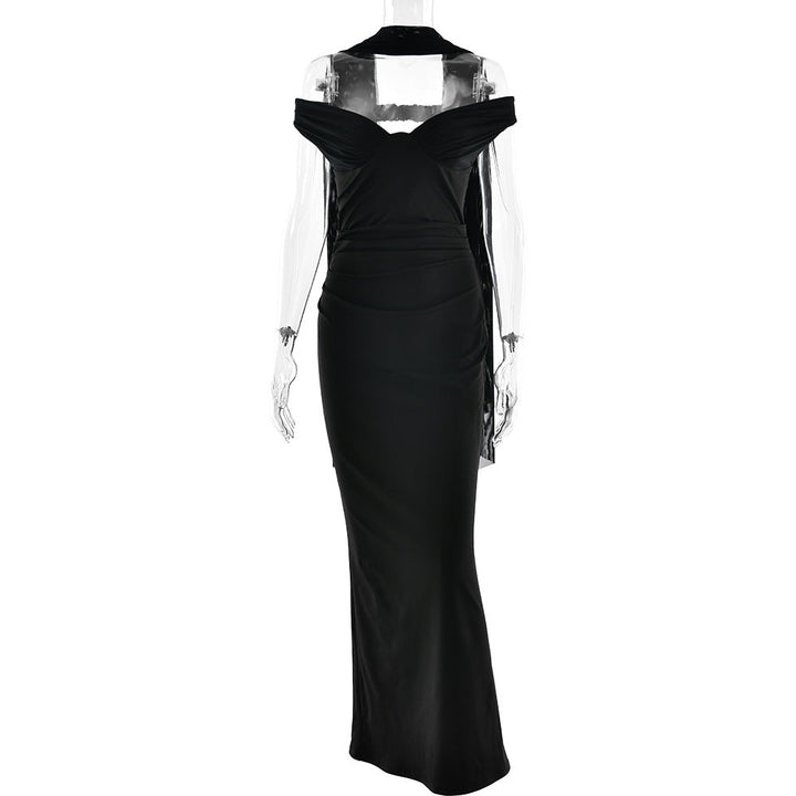 Elegant Tube Top Solid Color Dress Sexy Sleeveless Slim Fit Backless Dress