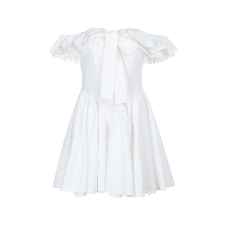 Women Sexy off Shoulder Girdle A line Lace Dress