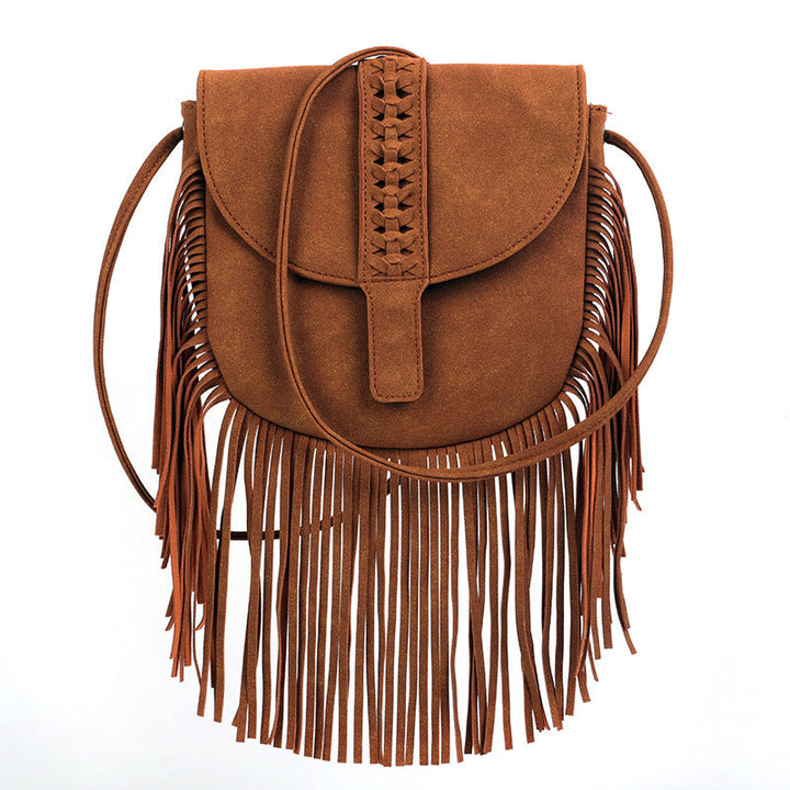 Bohemia Bag Cover Woven Semicircle Soft Leather Fashionable Tassel Bag Shoulder Messenger Bag