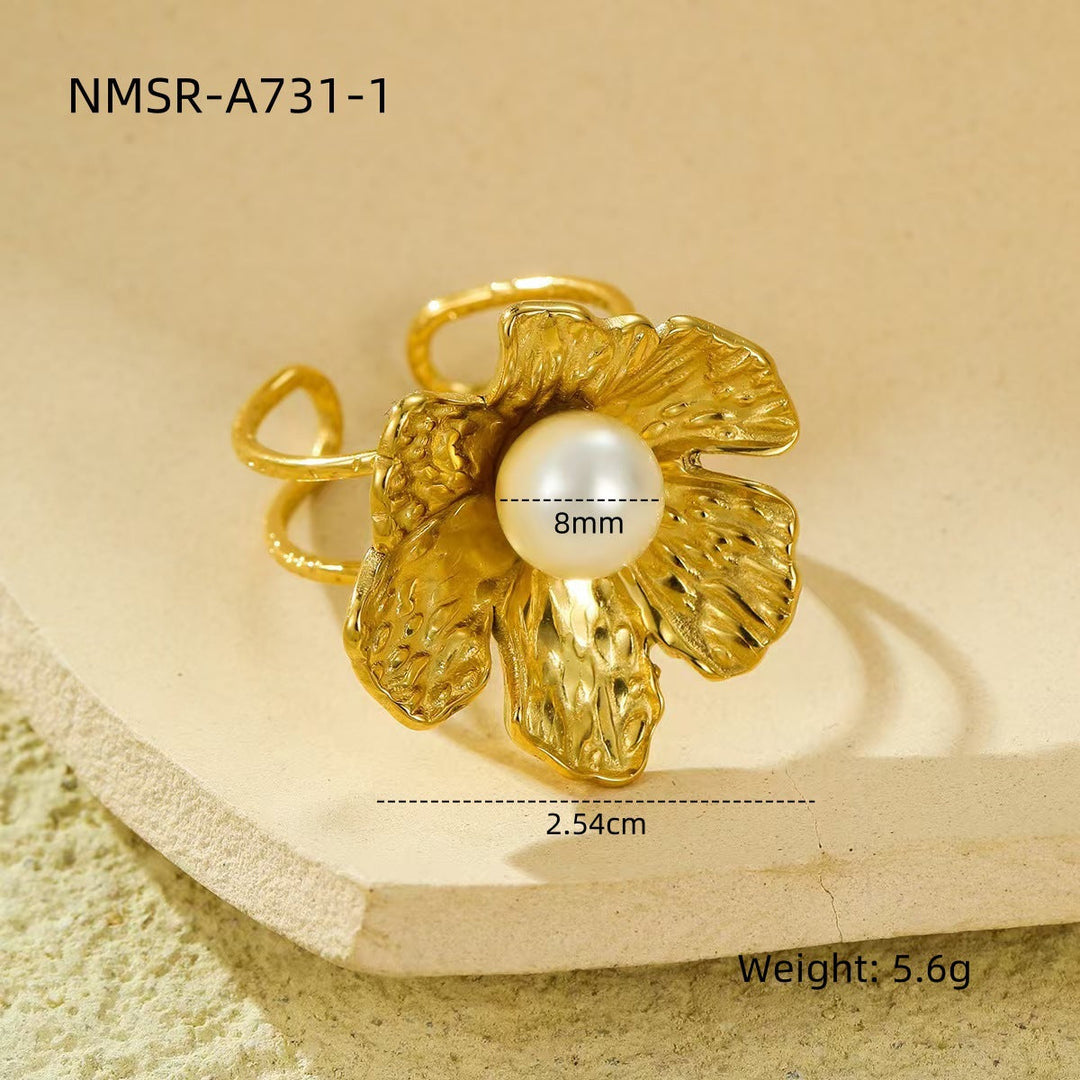 Stainless Steel Ring Exaggerated Irregular Asymmetric Geometric Abstract Plated 18K Gold Titanium Steel Ring Bracelet