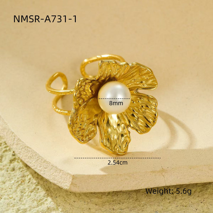 Stainless Steel Ring Exaggerated Irregular Asymmetric Geometric Abstract Plated 18K Gold Titanium Steel Ring Bracelet