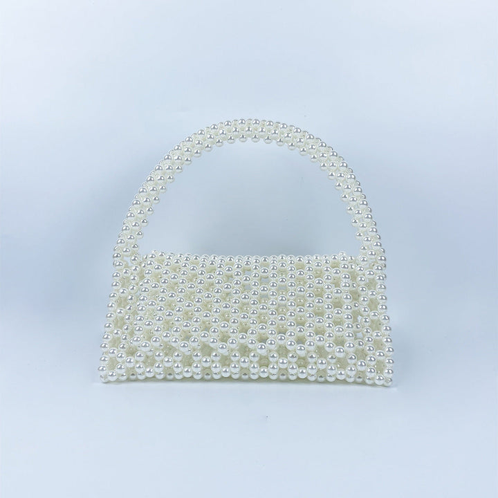 Pearl Bag Women Hand Woven Acrylic Beaded Bag Retro Fairy Small Handbag Triangle Wrist Bag