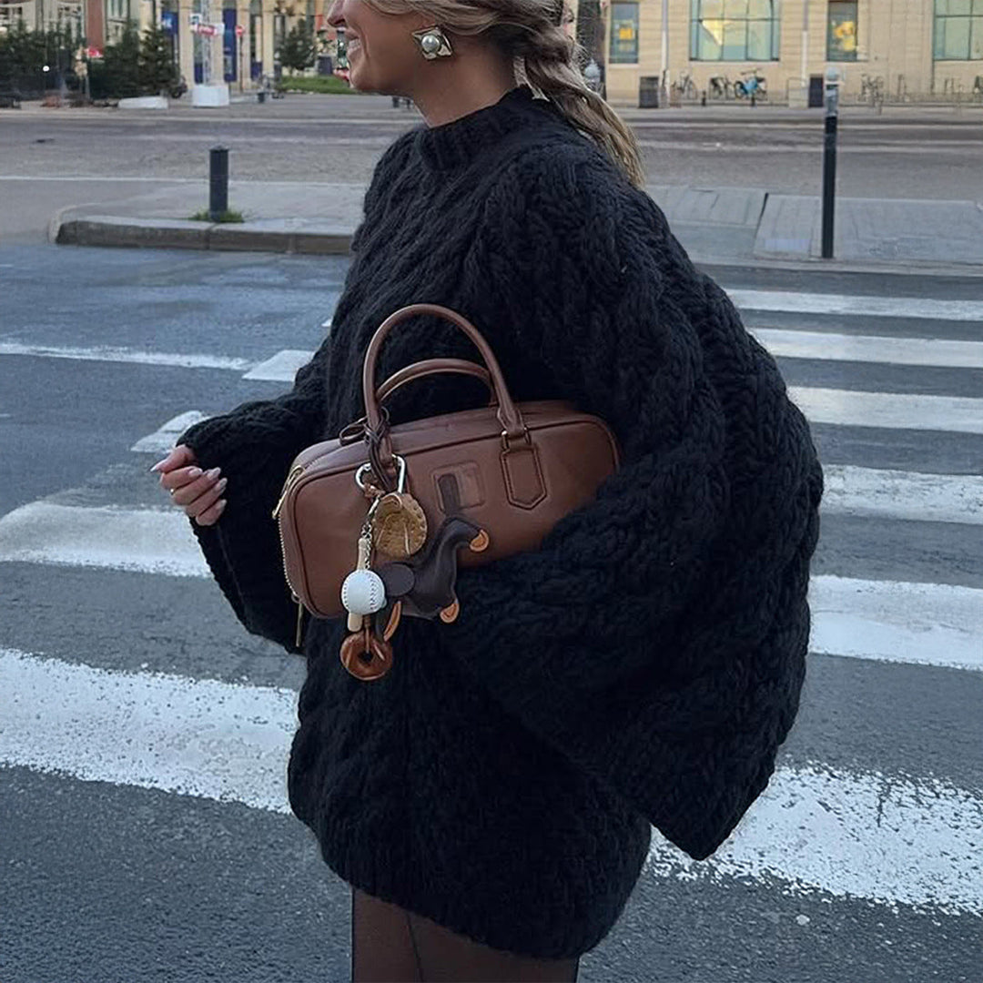 Casual Vacation Wool Long Sleeve Coat Sweater Women Clothing Autumn Winter