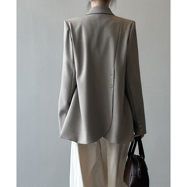 Irregular Asymmetric Back Slit Blazer Women Spring Elegant Top