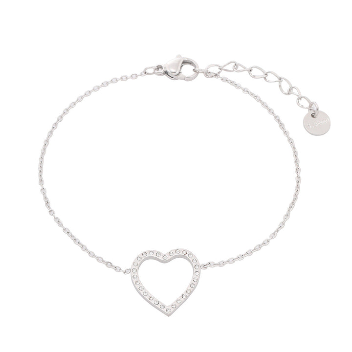 Hollow Out Cutout Heart Micro Rhinestone Titanium Steel Bracelet Women Simple Stainless Steel Ornament Women