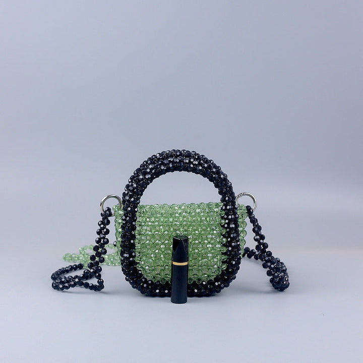 Craft Multi Color Acrylic Horn Pearl Portable Hollow Out Cutout Floral Shape Beaded Shoulder Strap Messenger Bag